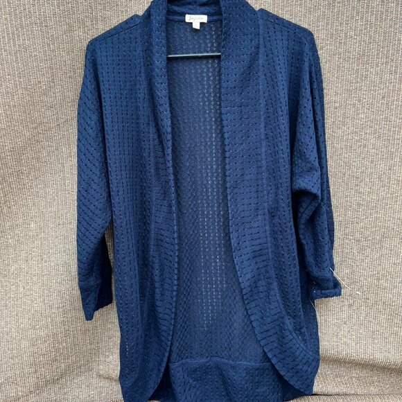 Lily White Sweaters - lily white Sweater Knit Mesh Cocoon Cardigan Midnight Blue Women’s Sz M